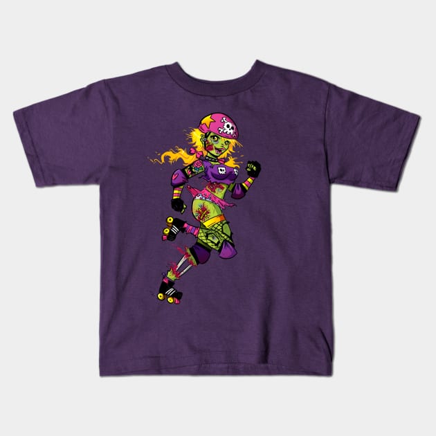 Zombie Derby Doll Kids T-Shirt by dsoloud